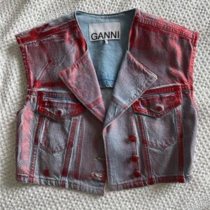 GANNI Red and Blue Denim Vest